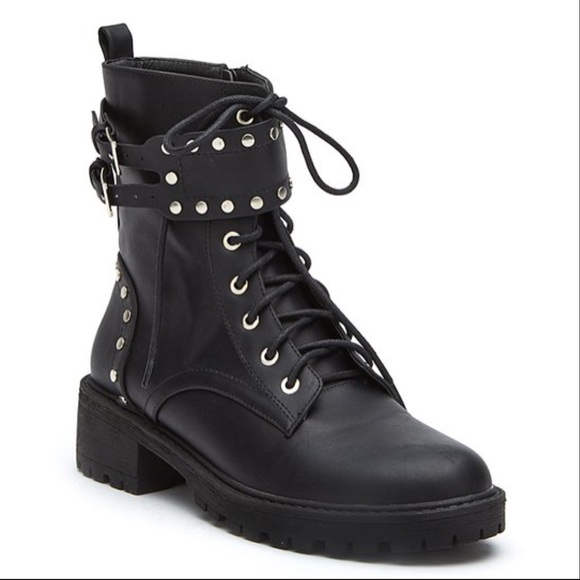 Coconuts by Matisse Black Studded Sid Combat Boot - Picture 1 of 8